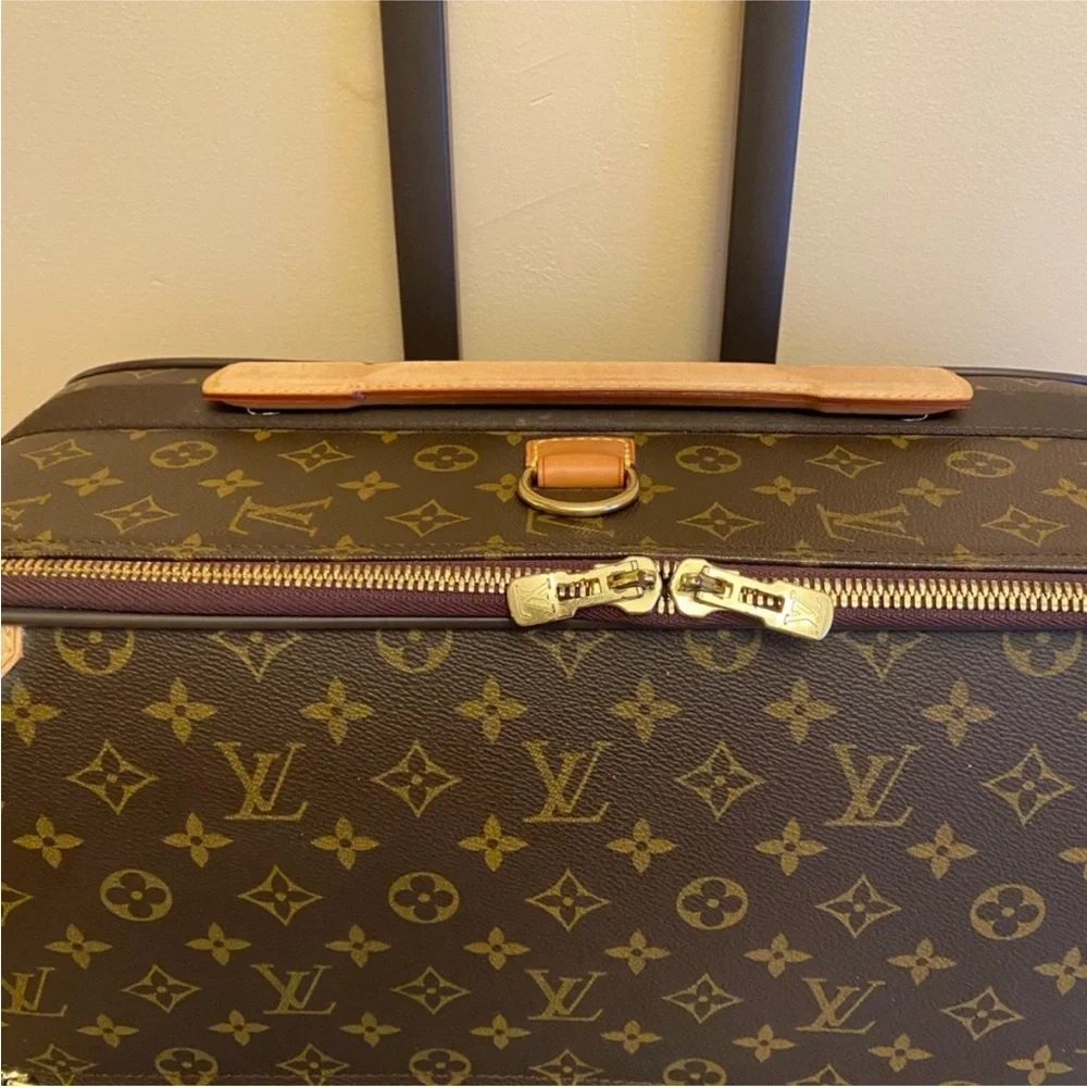 Louis Vuitton Brown Monogram Rolling Carry-On with Tan Accents